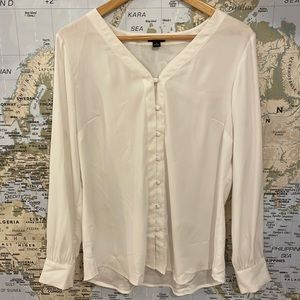 Ann Taylor V-Neck Button Blouse
